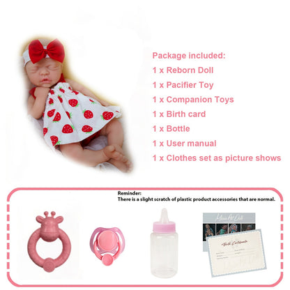 Poupée bébé en silicone plein corps 12 pouces, poupée nouveau-né réaliste avec peau douce au toucher réel, yeux fermés - inclut vêtements, biberon, tétine et carte de naissance, cadeau pour les fêtes, Noël et anniversaire