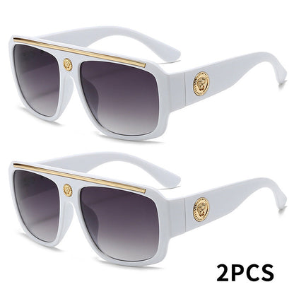 Lot de 2 lunettes de mode carrées Cyberpunk pour homme avec monture en métal – Lunettes de soleil légères style urbain pour homme, 8 options de couleur, usage quotidien et cadeau
