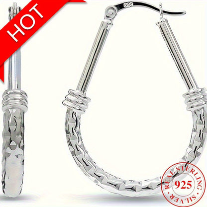 Créoles en argent sterling 925, design italien classique, élégantes et luxueuses, pour le quotidien, cadeau de fiançailles ou de mariage pour femme ou petite amie