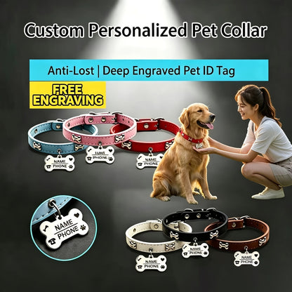 Collier pour chien gravé sur mesure avec plaque d'identification personnalisée gratuite, collier réglable anti-perte pour petits et moyens chiens et chats, matériau durable de qualité supérieure