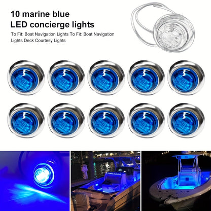 Lot de 20 feux de courtoisie LED pour bateau, 12 V CC, 3 LED, feux de gabarit latéraux pour tableau arrière, poupe et pont de yacht, feux de navigation ronds submersibles en rouge, vert, bleu, blanc et jaune, base en acier inoxydable