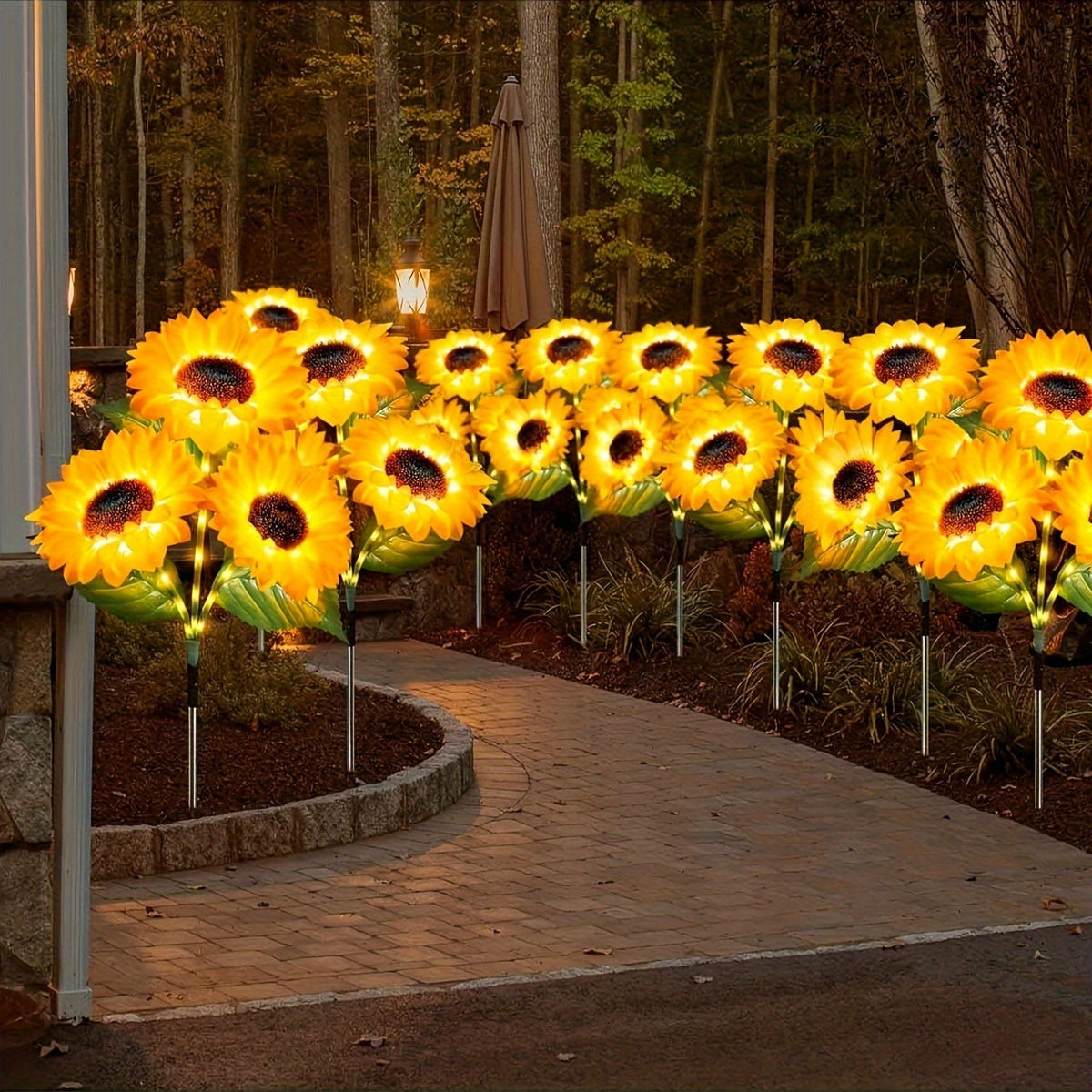 Lampes solaires tournesol pour jardin, éclairage décoratif étanche sur piquet pour allée, pelouse, patio, cour et parterre de fleurs, allumage/extinction automatique, décoration de jardin solaire, lot de 1 ou 2
