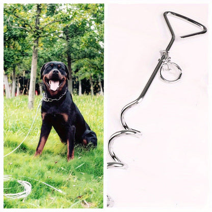 Dog Tie Out Stake 360° Anti-Tangle Galvanized Ground Anchor - Heavy Duty Dog Stake for Yard Camping Outdoor, Swivel No-Tangle Dog Leash Stake with Tie Out Cable