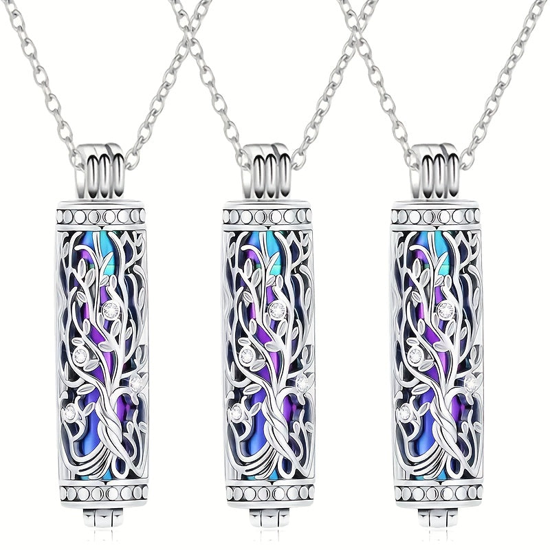 Lot de 3 colliers urnes funéraires - Élégants pendentifs commémoratifs cylindriques avec entonnoir de remplissage pour cendres humaines et d'animaux, bijoux souvenirs à partager pour le deuil d'un être cher
