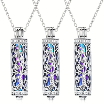 Lot de 3 colliers urnes funéraires - Élégants pendentifs commémoratifs cylindriques avec entonnoir de remplissage pour cendres humaines et d'animaux, bijoux souvenirs à partager pour le deuil d'un être cher