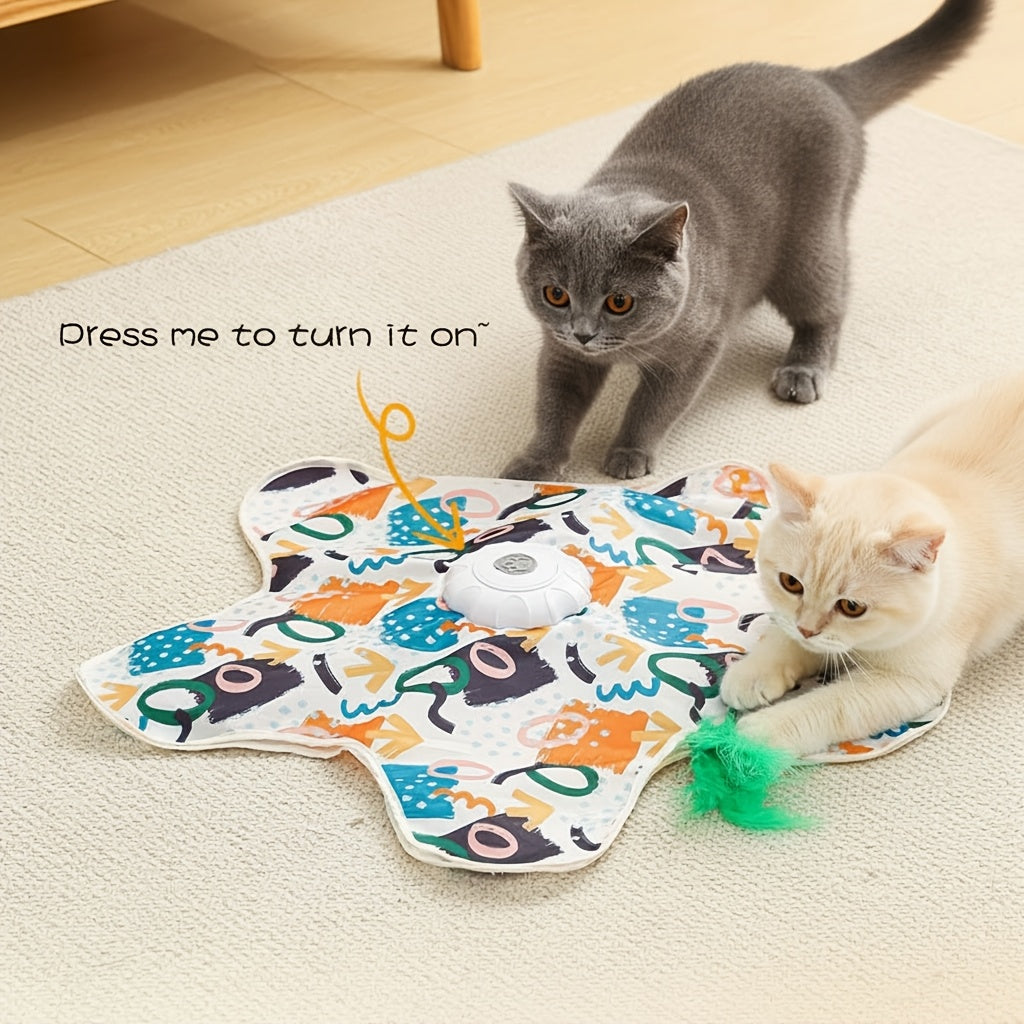 Jouet électrique pour chat à plateau tournant avec papillon en mouvement – Jeu interactif intelligent avec démarrage/arrêt automatique pour soulager l'ennui des chats d'intérieur, exercice stimulant, cadeau de Noël idéal pour les amoureux des chats