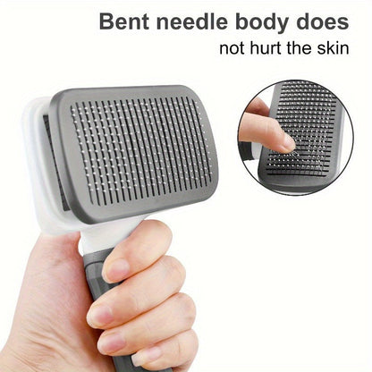 Brosse de toilettage autonettoyante pour animaux – Outil de massage et de démêlage doux pour la peau pour chiens et chats à poils longs et courts – Brosse carde facile à démonter et autonettoyante en un clic pour l'élimination des poils morts