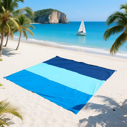Grande couverture de plage anti-sable pour 4 à 7 personnes, 208 x 198 cm, tapis de pique-nique imperméable, léger et anti-sable pour la plage, le camping, la randonnée, les voyages et l'extérieur