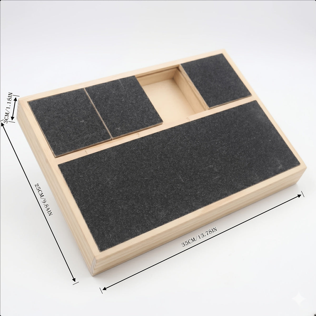 Distributeur de friandises 2-en-1 en bois pour chien et chat avec lime à griffes – Jouet interactif à alimentation lente à 6 compartiments et griffoir pour petits et moyens animaux, enrichissement comportemental et stimulation mentale