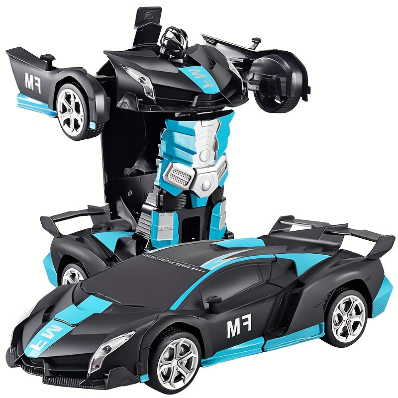 Voiture télécommandée robot 2-en-1 à l'échelle 1:18, transformation en un clic, dérapage à 360°, voiture robot radiocommandée 2,4 G avec lumières LED pour enfants garçons de 3 ans et plus, cadeau d'anniversaire