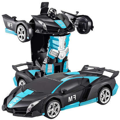 Voiture télécommandée robot 2-en-1 à l'échelle 1:18, transformation en un clic, dérapage à 360°, voiture robot radiocommandée 2,4 G avec lumières LED pour enfants garçons de 3 ans et plus, cadeau d'anniversaire