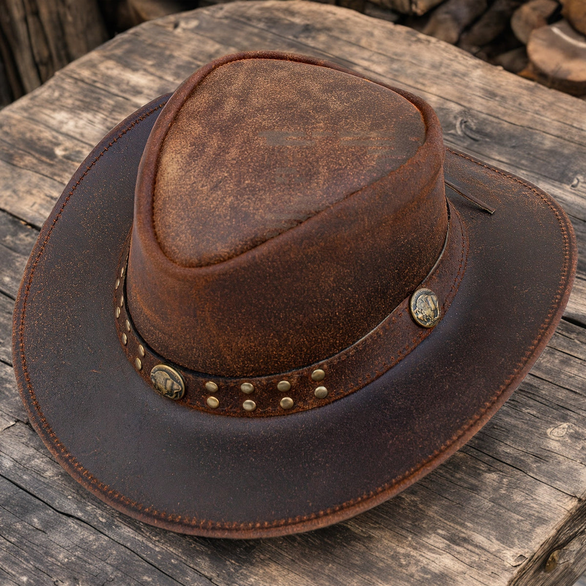 Chapeau de cow-boy en cuir véritable pour hommes et femmes, style western australien à larges bords, forme modulable, protection UV, chapeau vintage marron avec cordon de menton, tailles S à 3XL