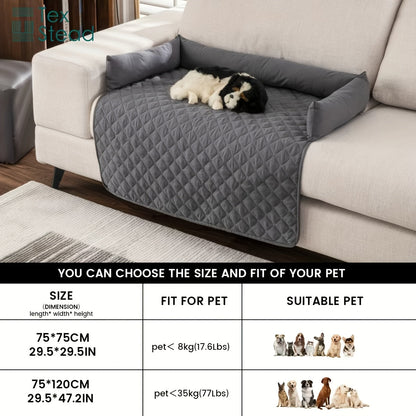 Canapé-lit pour animaux et protection de canapé avec coussins traversins, housse de meuble lavable et antidérapante pour chiens et chats – Housse de canapé douce et confortable pour animaux avec rebords surélevés pour canapé, causeuse et fauteuil