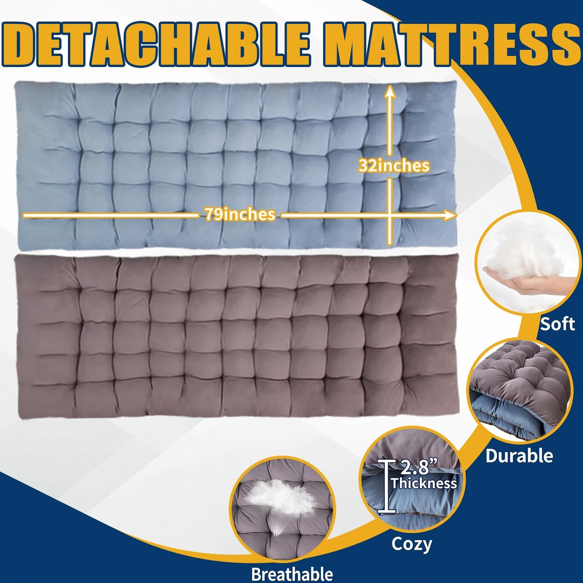 Lit de camp XXL de 81 cm de large avec matelas – Lit de couchage pliable ultra-robuste en tissu Oxford 1200D avec sac de transport pour adultes, lit d'appoint portable extra large pour le camping, la randonnée, les voyages et les invités