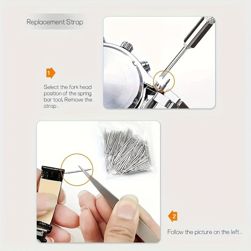 Kit de 168 outils de réparation de montre pour horlogers – Kit professionnel complet avec ouvre-boîtier, outil à barres à ressort, chasse-goupilles et accessoires de réparation, cadeau idéal pour les passionnés d'horlogerie