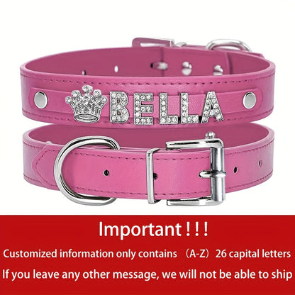 Collier pour chien en cuir PU personnalisé avec médaille - Collier d'identification personnalisé pour petits, moyens et grands chiens et chats XS S M L 8 couleurs, accessoire élégant pour animal de compagnie, cadeau, blanc, noir, rose, bleu, violet