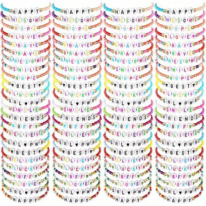 Lot de 96 bracelets d'amitié perlés style Y2K – Bracelets colorés empilables pour femmes et adolescentes, cadeaux de fête pour meilleures amies, cadeau inspirant, lot de bijoux tendance