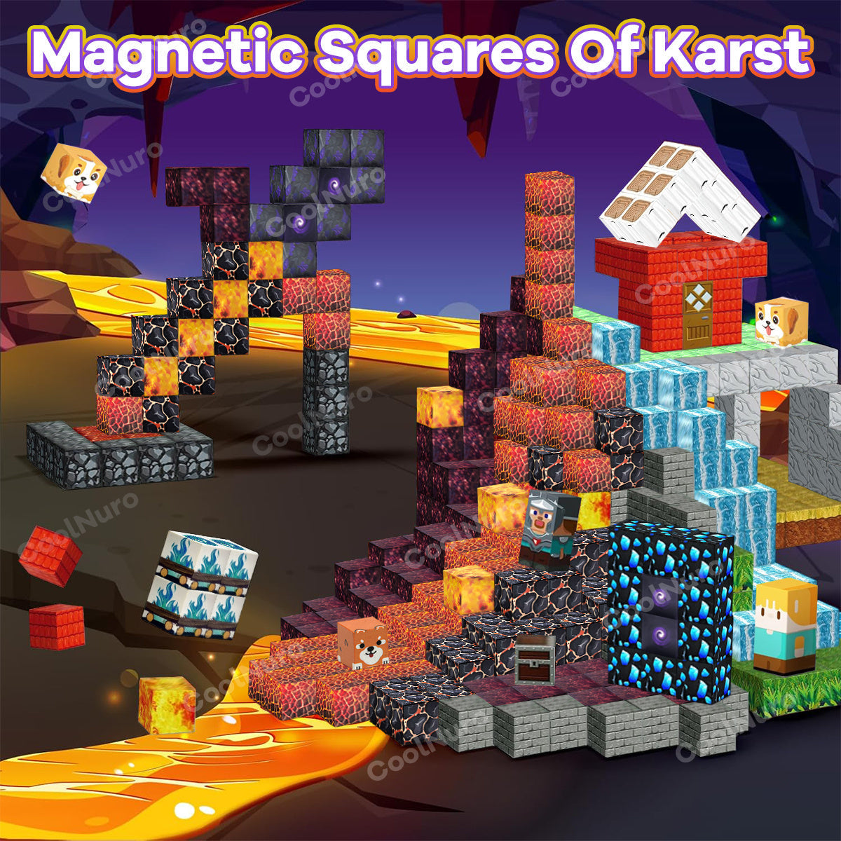 Ensemble de blocs de construction magnétiques Aventure Lave, 200-300 pièces, jouet de construction éducatif STIM pour adolescents, enfants et famille, jeu d'intérieur et d'extérieur, cadeau d'anniversaire ou d'Halloween, couleur aléatoire