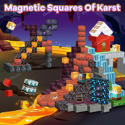 Ensemble de blocs de construction magnétiques Aventure Lave, 200-300 pièces, jouet de construction éducatif STIM pour adolescents, enfants et famille, jeu d'intérieur et d'extérieur, cadeau d'anniversaire ou d'Halloween, couleur aléatoire