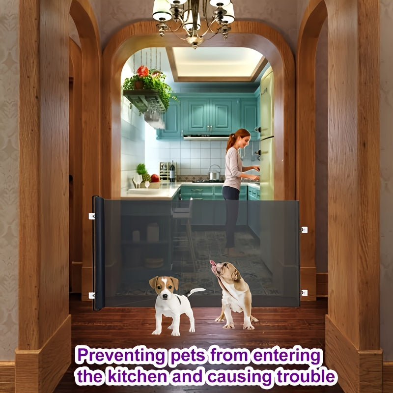Barrière de sécurité extensible pour animaux - Installation facile sans perçage pour chiens et chats, design modulable adapté aux escaliers, portes et pièces, barrière intérieure pour la maison, noir
