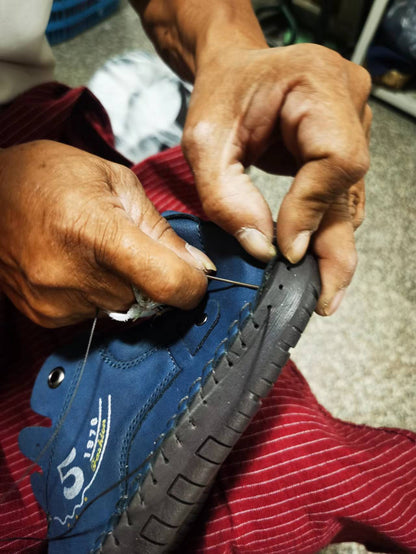 Baskets décontractées cousues main pour homme – Chaussures de marche légères à semelle plate, disponibles en noir, kaki, bleu, vert militaire et brun jaunâtre, pointures US 7,5 à 12,5