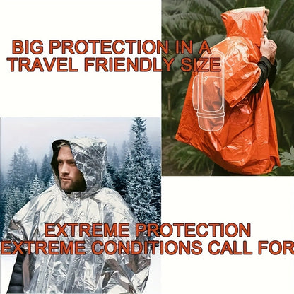 Poncho de pluie d'urgence réutilisable, lot de 4 et 14 – Conserve 90 % de la chaleur corporelle, imperméable et résistant aux intempéries, pour hommes, femmes et adultes, équipement de camping, de randonnée et de survie