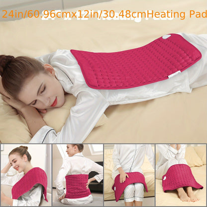 Coussin chauffant extra large 60 cm x 30 cm pour le dos, le cou et les épaules – 6 réglages de chaleur, arrêt automatique, utilisation humide/sèche, flanelle lavable, cadeau idéal