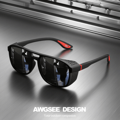 Lunettes de soleil sport polarisées Steampunk pour hommes et femmes – Verres HD UV400 pour le cyclisme, la course, la pêche et la conduite, monture durable avec découpes latérales, lunettes de sport en plein air