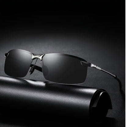 Lunettes de conduite photochromiques pour hommes avec verres polarisés TAC – Lunettes de soleil à monture en métal noir pour vision de jour et de nuit, lunettes anti-reflets avec protection UV pour la conduite et le quotidien