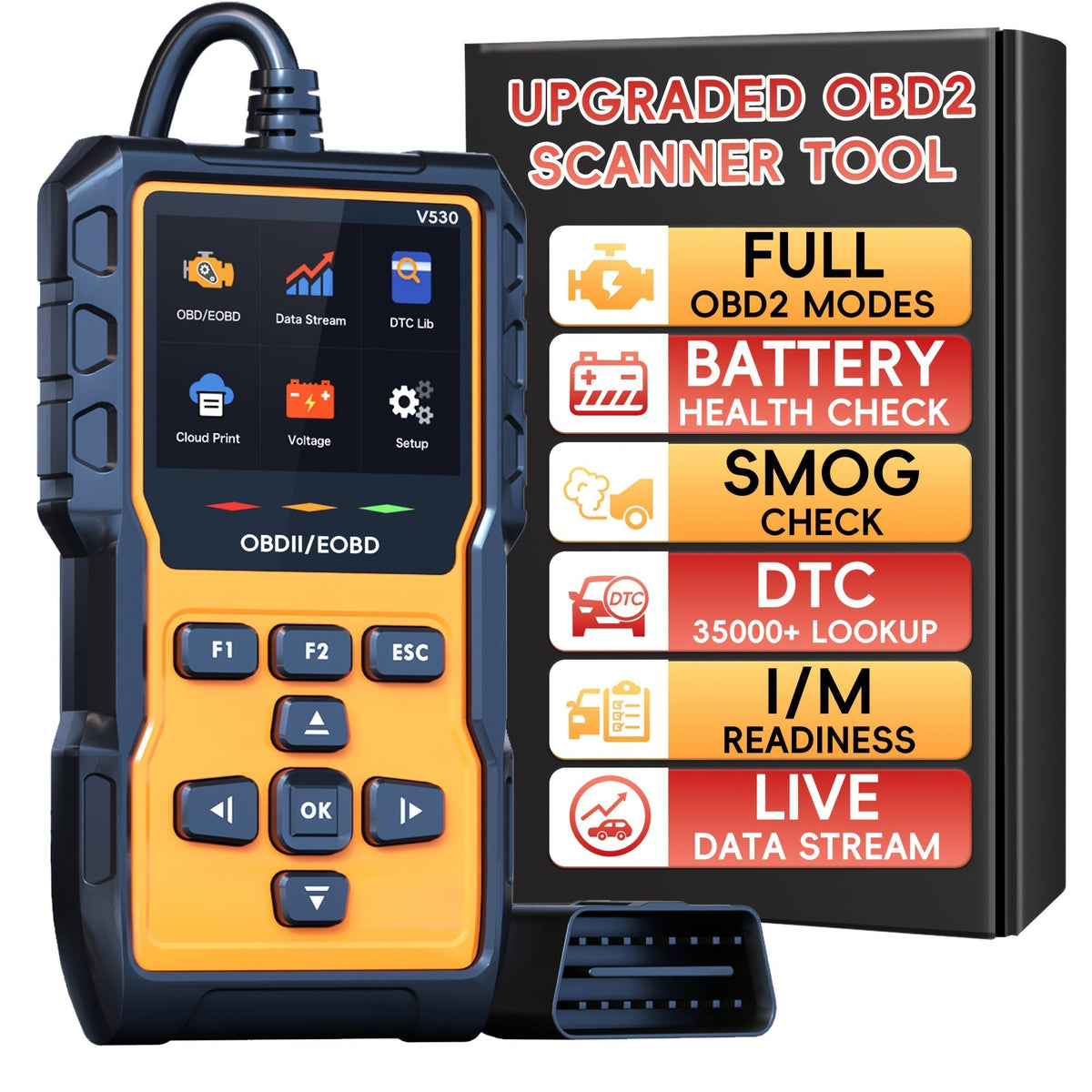 Outil de diagnostic OBD2 professionnel,  lecteur de codes défaut moteur avec réinitialisation, modes 6 et 8, préparation I/M - Valise de diagnostic automobile universelle pour tous les véhicules OBDII depuis 1996