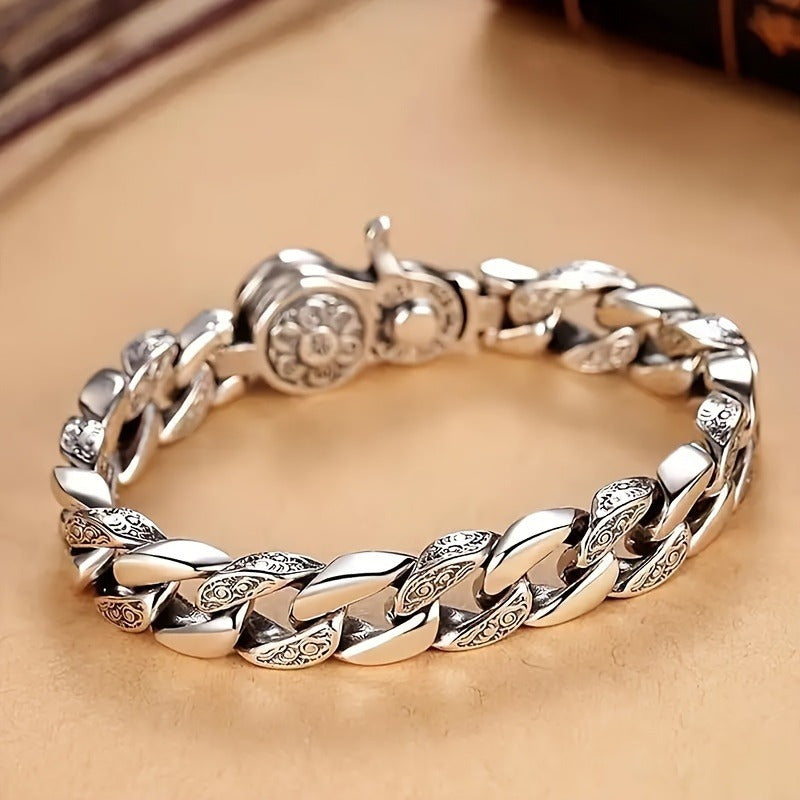 Bracelet homme en argent sterling 925 – Design à maillons classique, disponible en 3 tailles : 18 cm, 20 cm, 22 cm. Bijou à porter au quotidien, idéal comme cadeau pour hommes, famille et amis.