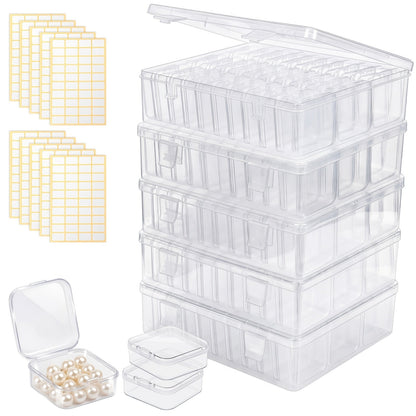 Boîte de rangement transparente pour perles, 30 compartiments, couvercle à charnière, lot de 3 ou 5, conteneur de stockage pour bijoux, fabrication de bracelets, loisirs créatifs, nail art, 22,4 x 17 cm