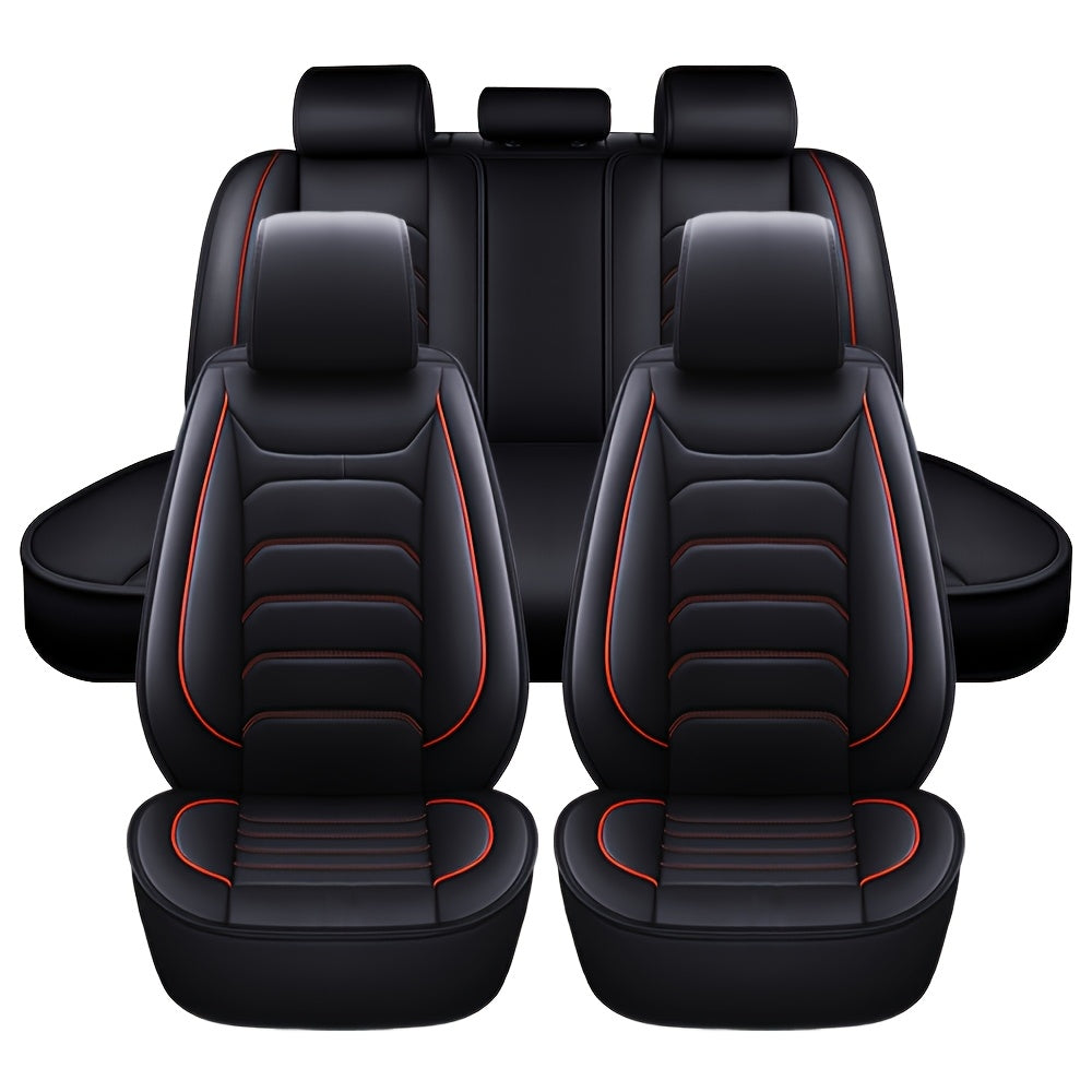 Housses de siège auto en similicuir, ensemble complet 5 places – Protection intégrale 360° imperméable, rembourrage en mousse souple, revêtement antidérapant, ajustement universel pour voitures, camions, berlines et SUV, 6 couleurs disponibles
