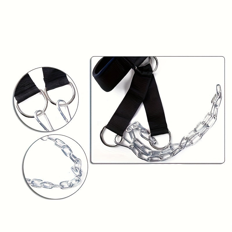 Harnais de musculation pour le cou avec chaîne, renforcement ajustable haute résistance pour athlètes et récupération musculaire – Accessoire de fitness pour entraînement à domicile, noir