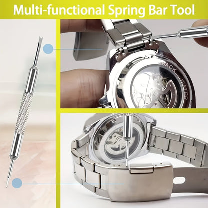 Kit de 15 outils professionnels pour le retrait de bracelets de montre – Chasse-goupilles en acier inoxydable avec socle en plastique, aucun assemblage requis, adapté au réglage et à la réparation de bracelets de montre à domicile