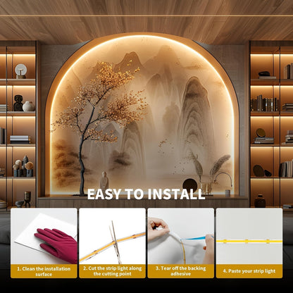 Ruban LED COB 10 m, 4800 LED, intensité variable – Bande lumineuse LED flexible ultra brillante à haut rendement lumineux pour sous-meuble, rétroéclairage TV, chambre, cuisine et décoration de fête