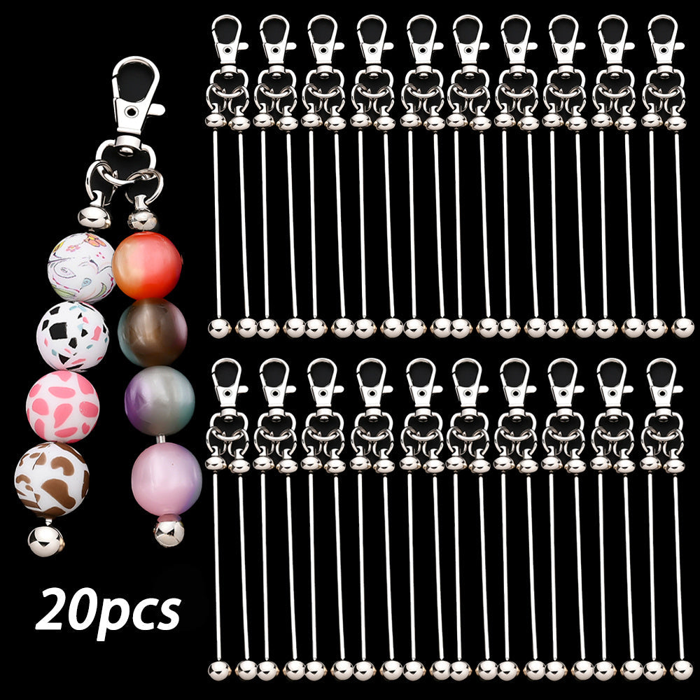 Kit de fabrication de 20 porte-clés à perler pour femme – Porte-clés DIY à double barre vierge avec fermoir mouspon pour pendentif de sac, mariage, fête, remise de diplôme, rentrée scolaire et coffret de loisirs créatifs pour cadeaux de fêtes