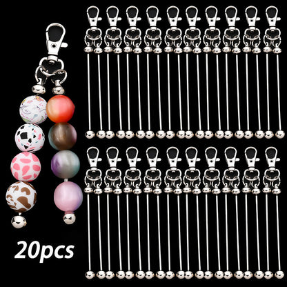 Kit de fabrication de 20 porte-clés à perler pour femme – Porte-clés DIY à double barre vierge avec fermoir mouspon pour pendentif de sac, mariage, fête, remise de diplôme, rentrée scolaire et coffret de loisirs créatifs pour cadeaux de fêtes