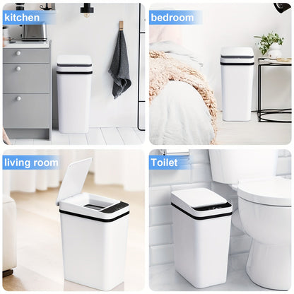 Lot de 2 poubelles automatiques sans contact – Poubelle à détecteur de mouvement avec couvercle, 10,5 litres, poubelle intelligente et fine pour salle de bain, chambre, bureau et salon
