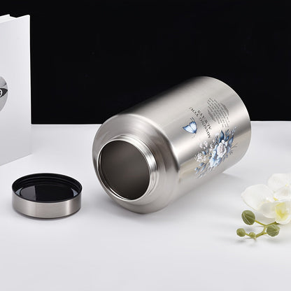 Large Cremation Urn for Human Ashes – Butterfly Decorative Funeral Burial Urn for Women & Men, Adult Full Size Memorial Keepsake Urn, Steel Color