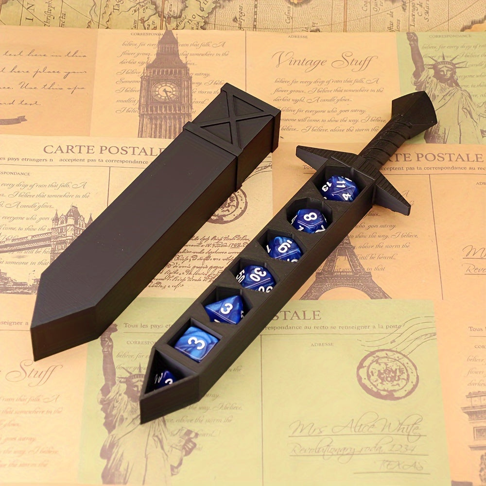 Set d'épée porte-dés pour jeux de rôle type D&D - Support à dés unique et original pour dés standards de 22 mm, couleurs assorties, cadeau idéal pour les maîtres du donjon, collectionneurs et passionnés de jeux de société