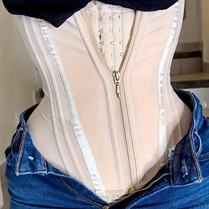 Ceinture gainante zippée pour femme – Gaine amincissante à forte compression, corset de sport pour affiner la taille et sculpter le corps, aplatit le ventre, idéal pour une tenue décontractée ou formelle, tailles XS à XXXL, lavable à la main