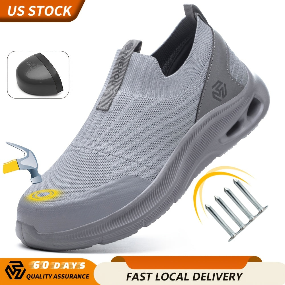 Chaussures de sécurité pour hommes à embout en acier, légères et à enfiler, baskets de sécurité résistantes à la perforation, mocassins antidérapants, noir gris bleu, tailles US 5,5-14