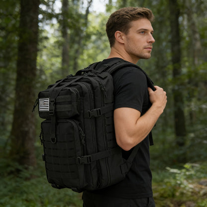 Sac à dos de randonnée tactique 45 L pour 3 jours – Sac multifonction pour le camping, le trekking et la chasse avec fermeture zippée, sac de sport durable pour hommes et femmes, noir, vert, kaki