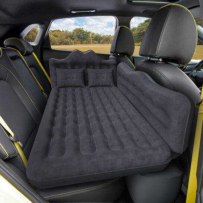 Matelas gonflable pour banquette arrière de voiture, SUV, camion et monospace – Lit pneumatique portable avec 2 oreillers pour camping, voyages sur route et plein air, bleu foncé