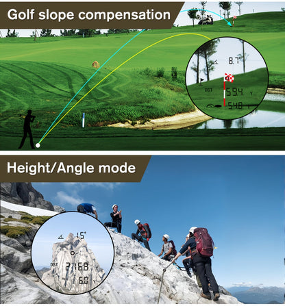 Télémètre laser 1200 yards – Grossissement 6X, rechargeable, compensation de pente, verrouillage de drapeau, mesure de vitesse et d'altitude, design camouflage pour golf et chasse