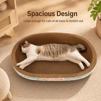 Grand griffoir ovale pour chat avec espace de repos spacieux - Tapis durable pour griffer, faire la sieste et jouer, adapté aux chats de toutes tailles et aux foyers multi-chats, satisfait l'instinct naturel de griffade, usage quotidien, rose