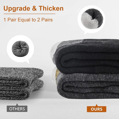 Chaussettes en laine pour hommes, lot de 5 paires, chaussettes thermiques extra épaisses pour l'hiver – 300 g/m², modèle lourd à rayures, lavables en machine, taille 40-47, chaussettes chaudes pour hommes, automne et hiver