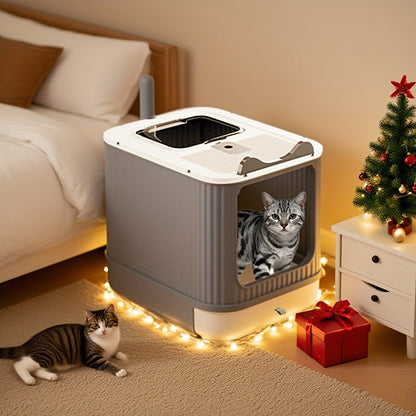 Grande litière fermée pour chat avec couvercle - Conception couverte pour le contrôle des odeurs et une grande intimité, toilette pour chat moderne et facile à nettoyer pour plusieurs chats, inclut des sacs poubelle, meuble litière pour chat extra large