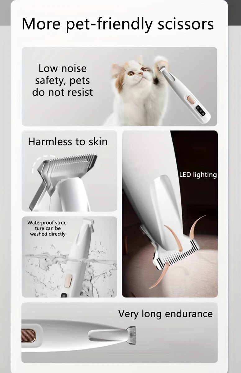 Tondeuse professionnelle pour chiens et chats – Silencieuse, rechargeable par USB avec batterie de secours, tondeuse sans fil portable pour le toilettage à domicile et en voyage